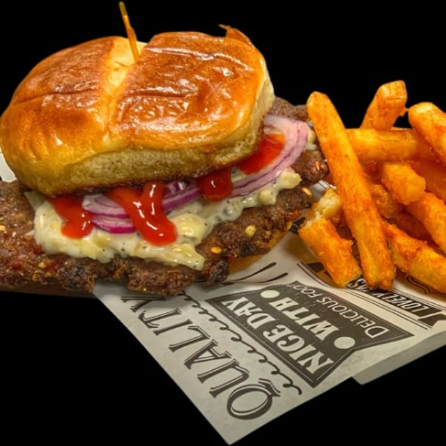 Chapli Burger w/Fries.