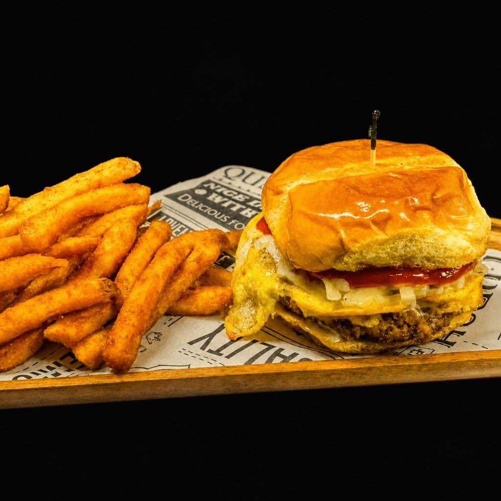 Shami Burger w/fries.