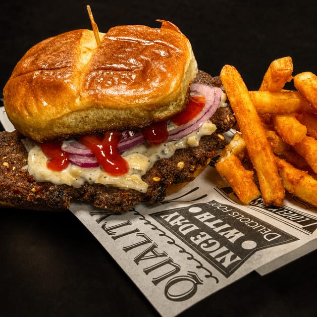 Chapli Burger w/Fries.
